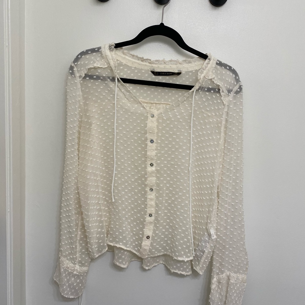 Zara Cream Sheer Blouse